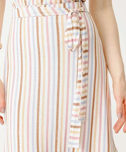Saia Midi Feminina Listrada Marisa Off White