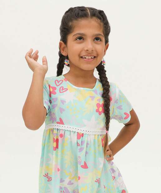 Vestido Infantil Estampa Flores Marisa Tam 4 a 10