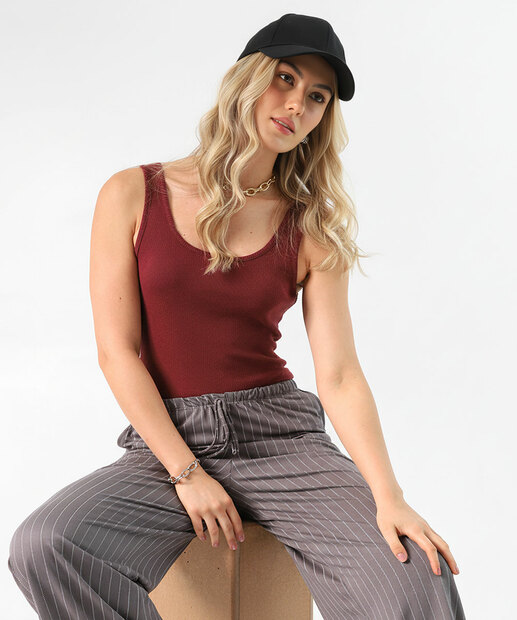 Image_Body Feminino Canelado Alças Largas Marisa Vinho