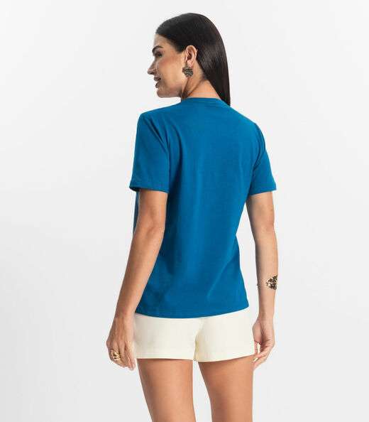 Blusa Básica Feminina Meia Malha Rovitex Azul