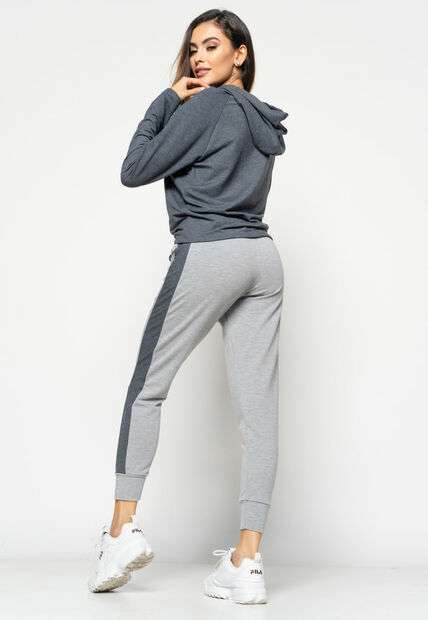 Calça  Comfy Jogger Com Faixa Lateral Moletinho MesclaeGrafite Salvatore Fashion