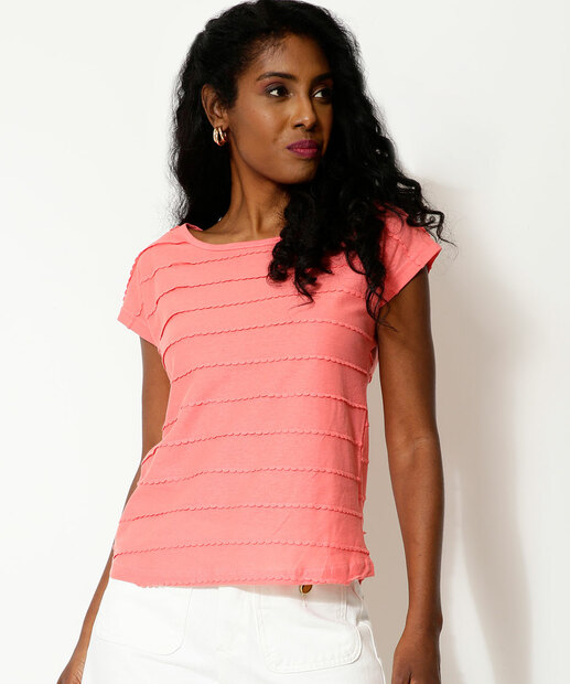 Blusa Feminina Textura Manga Curta 