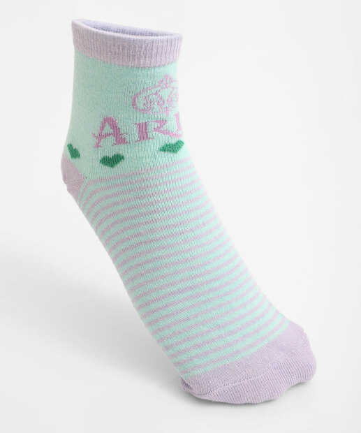 Kit 2 Meias Infantil Soquete Estampa Ariel Disney Azul