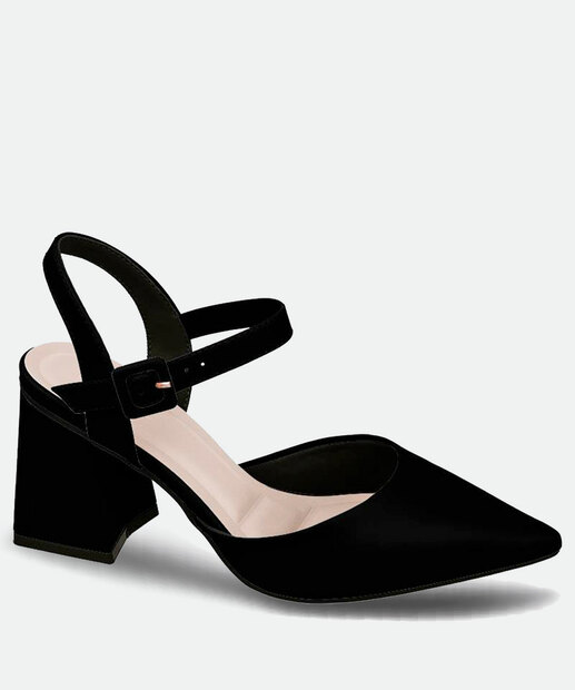 Scarpin Feminino Bico Fino Salto Grosso Bebecê 