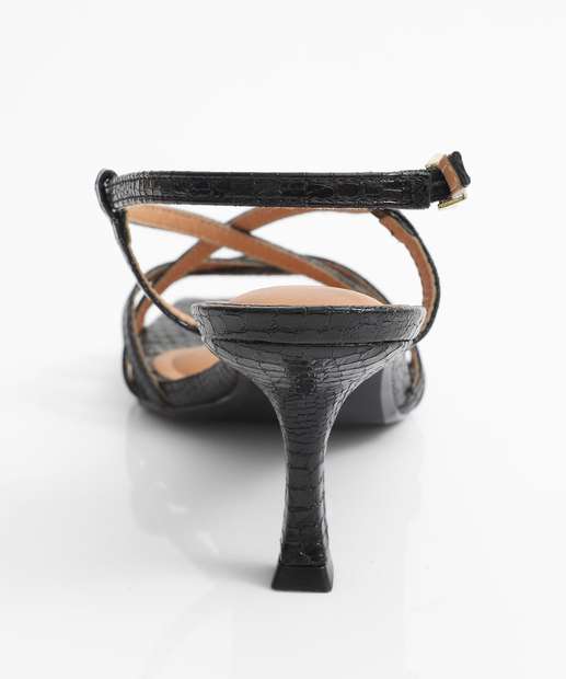 Sandália Feminina Tiras Textura Salto Fino Vizzano