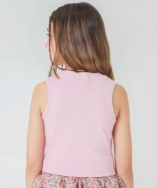 Blusa Juvenil Regata Canelado Marisa Tam 10 a 16 Rosa