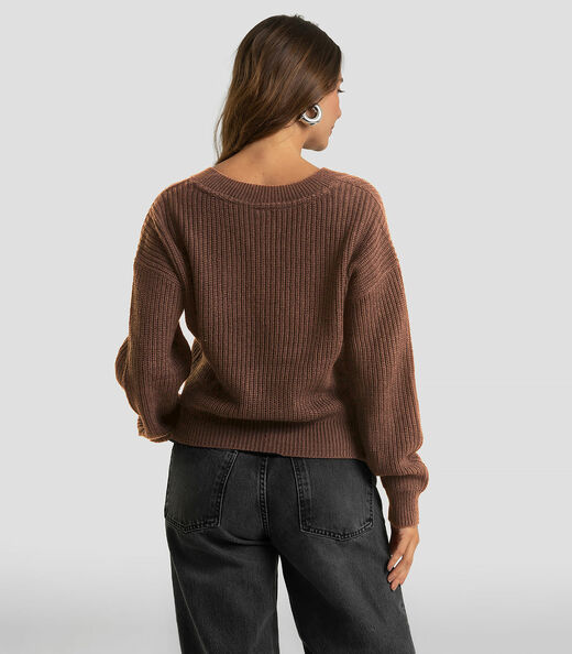 Sueter Feminino Decote Em V Infinita Cor Marrom