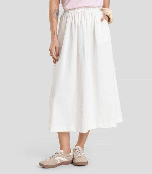 Saia Midi Feminina em Sarja Dianna Bege