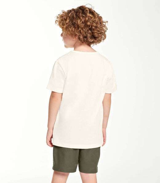Camiseta Infantil Masculina  Meia Malha Trick Nick Bege