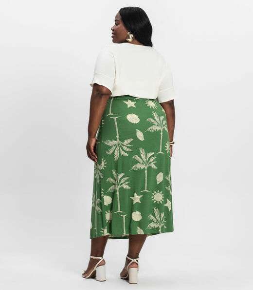 Saia Midi Plus Size Infinita Cor Verde