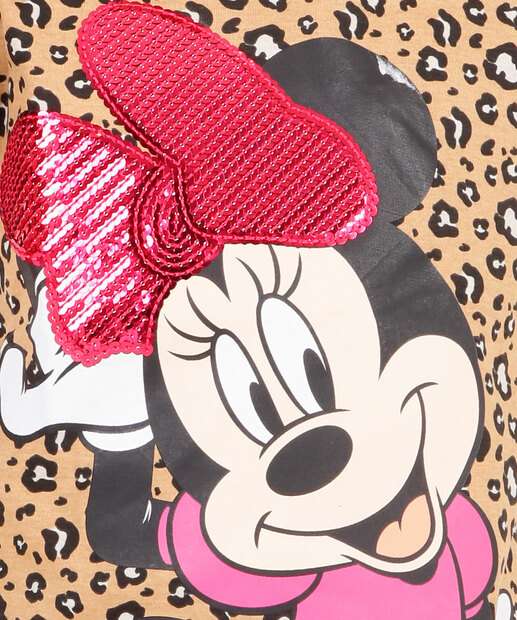 Camiseta Infantil Animal Print Minnie Disney Tam 4 a 10
