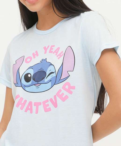 Pijama Feminino Estampa Stitch manga Curta Disney