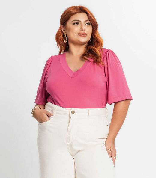 Image_Blusa Feminina Plus Size Em Malha Soft Secret Glam Rosa