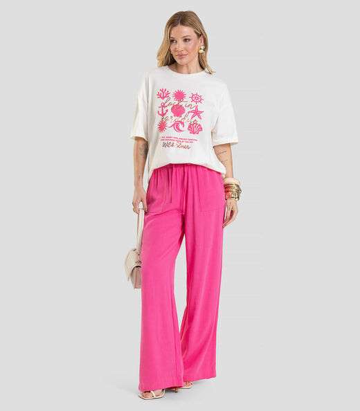 T-Shirt Oversized Feminina Dianna Bege