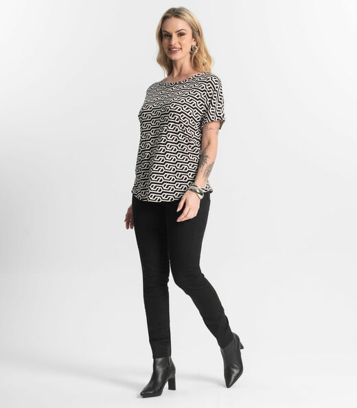 Blusa Feminina Estampada Rovitex Preto