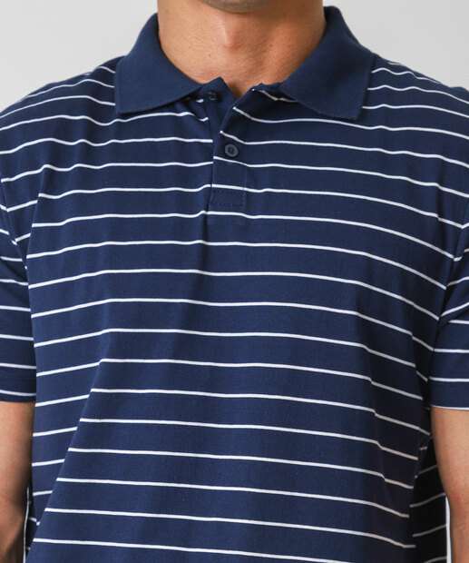 Polo Masculina Listrada Manga Curta MR