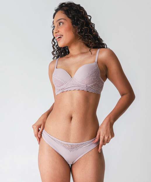 Sutiã Bra Top Recorte Renda Bojo Marisa Lilás