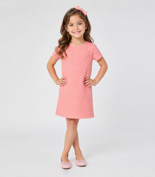 Vestido Infantil Feminino Malha Matelasse Select Rosa