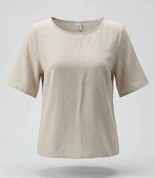 Blusa Cropped Feminina Em Viscose Infinita Cor Bege