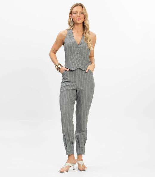 Image_Calça Feminina Em Alfaiataria Risca Giz Toda Nua Cinza