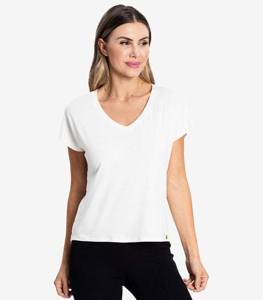 Kit 5 Blusas Femininas Viscotorcion Rovitex Branco