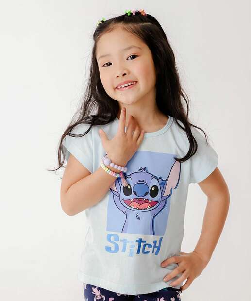 Camiseta Infantil Estampa Stitch Disney Tam 4 a 10