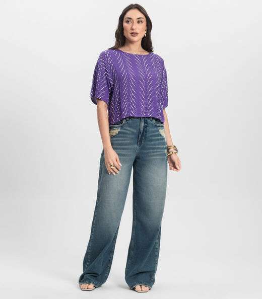 Blusa Feminina Estampada Infinita Cor Lilás