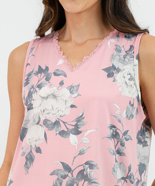 Pijama Feminino Estampa Floral Marisa Rosa