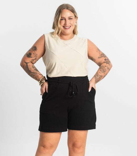 Bermuda Feminina Moletinho Secret Glam Preto