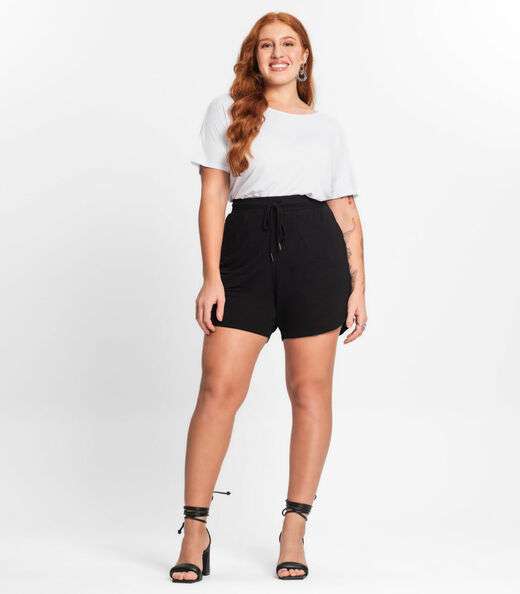 Blusa Manga Curta Feminina Plus Size Secret Glam Branco