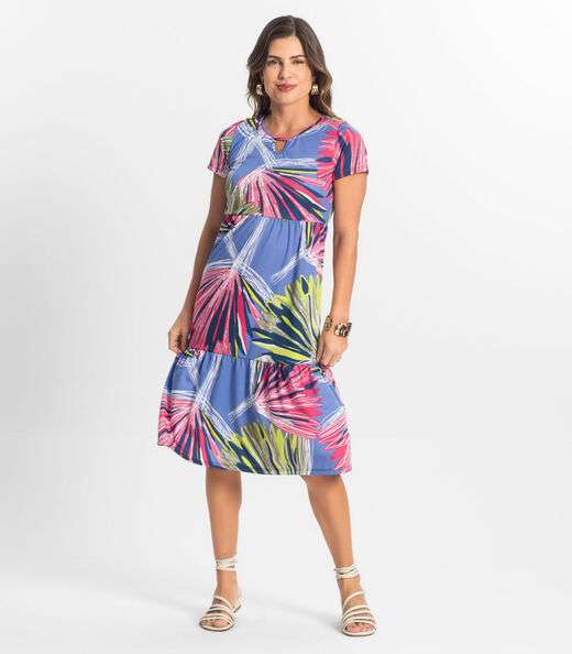 Vestido Midi Feminino Estampado Select Azul