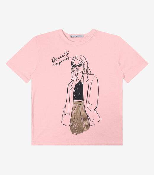 Image_T- shirt em Meia Malha Feminina Endless Rosa