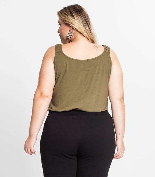 Blusa de Alças Feminina Plus Size Secret Glam Verde
