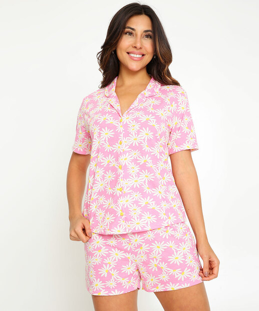 Pijama Americano Feminino Margaridas Marisa