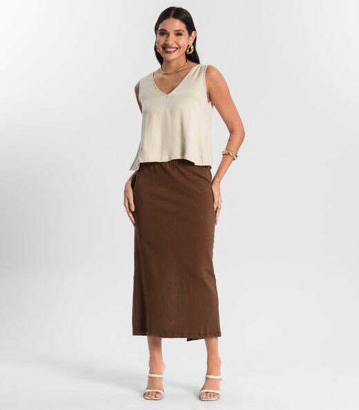 Regata Feminina de Viscose Rovitex Bege