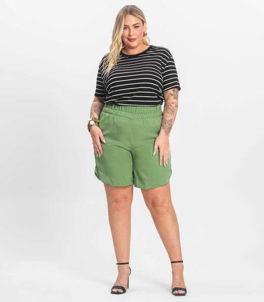 Blusa Feminina Plus Size Gola Redonda Secret Glam Preto