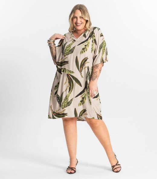 Vestido Curto Secret Glam Bege