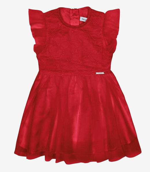 Image_Vestido Infantil Tule Bordado Trick Nick Vermelho