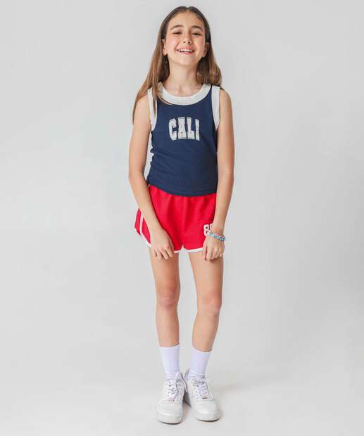 Blusa Juvenil Regata Canelado Marisa Tam 10 a 16 Azul