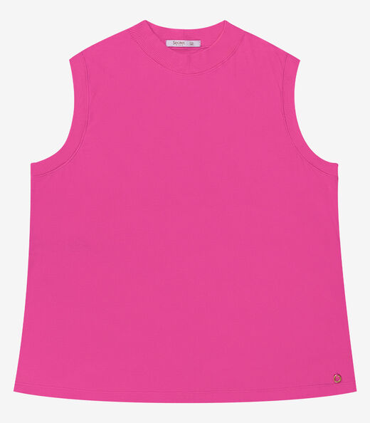 Regata em Ribana Feminina Plus Size Secret Glam Rosa