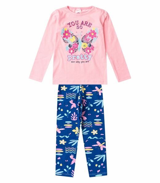 Conjunto Algodão Menina Blusa Longa E Calça Select Rosa