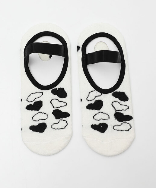 Meia Sapatilha Feminina Antiderrapante Corações Marisa Branco