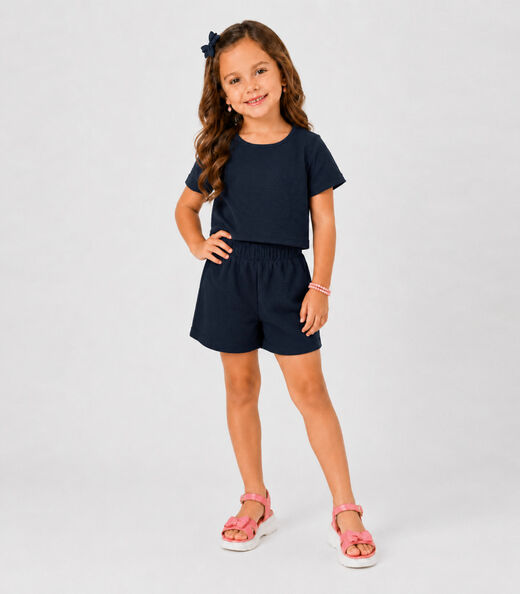 Conjunto Infantil Feminino Blusa e Short Select Azul