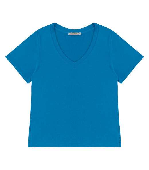 Blusa Feminina Manga Curta Decote V Endless Azul