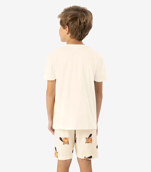 Pijama Meia Malha Rovi Kids Bege