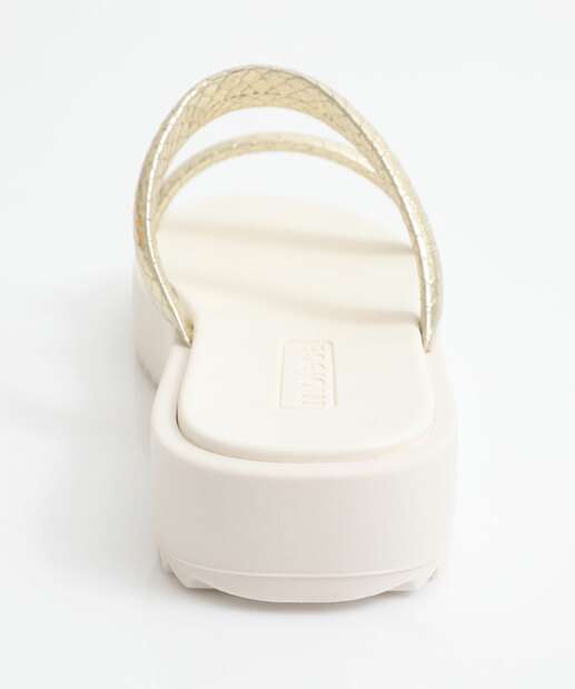 Tamanco Feminino Flatform Tiras Moleca Dourado