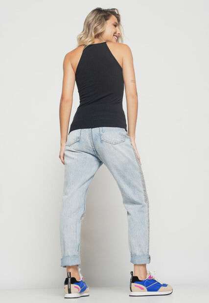 Kit 3 Regatas  Cavada Alcinha Malha Canelada Preta, Vermelha e Mescla