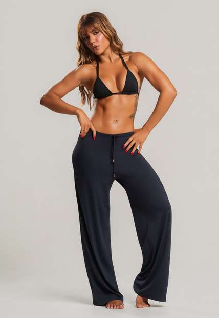 Image_Calça Pantalona Saída De Praia Poliamida Preta Marquinha da Hari