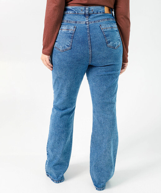 Calça Plus Size Feminina Flare Jeans Azul