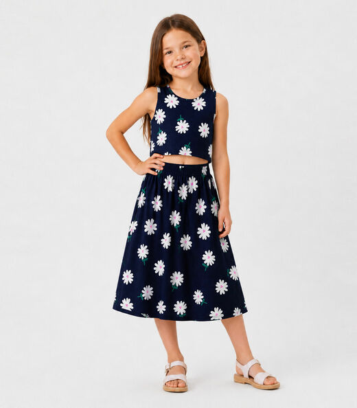 Conjunto Infantil Menina Saia e Regata Select Azul